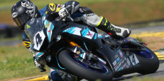 Josh Hayes (4) at speed on his MP13 Racing Yamaha YZF-R6. Photo by Brian J. Nelson.