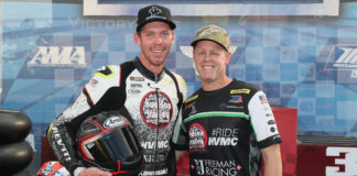 Corey Alexander (left) and his uncle Richie Alexander (right). Photo by Brian J. Nelson, courtesy of RideHVMC Racing Team.