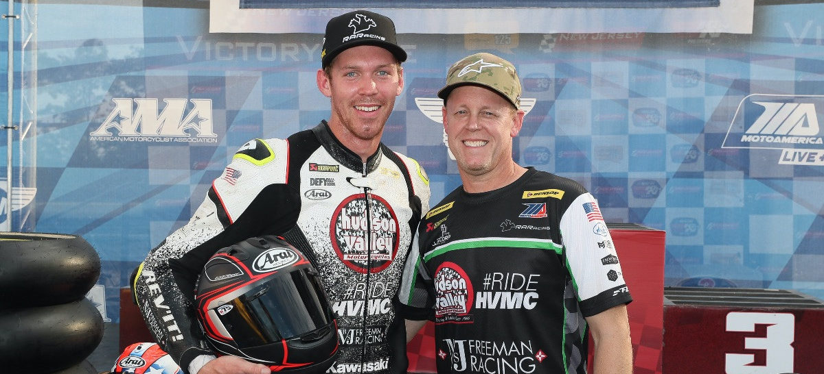 Corey Alexander (left) and his uncle Richie Alexander (right). Photo by Brian J. Nelson, courtesy of RideHVMC Racing Team.