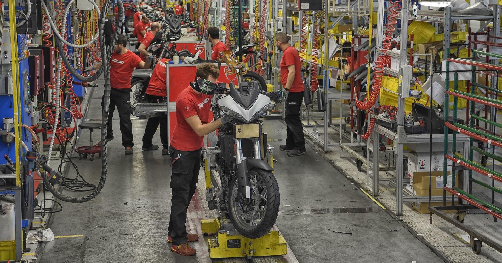 Ducati workers on the Multistrada assembly line in Italy. Photo courtesy of Ducati.