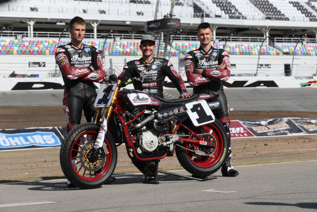 Briar Bauman (left), Jared Mees (center), and Bronson Bauman (right). Photo courtesy of Indian Motorcycle.