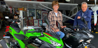Reg Pridmore (right) and Gigi Pridmore (left) and the new CLASS Motorcycle Schools Kawasaki Ninja 400 motorcycles. Photo courtesy of CLASS Motorcycle Schools.