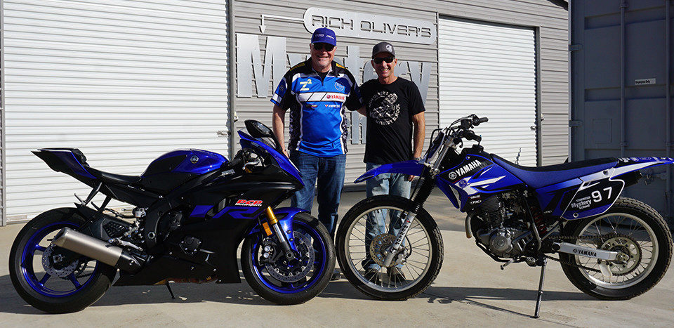 Shawn Reilly (left), CEO of Z² Track Days, and four-time former AMA Pro 250cc Grand Prix Champion Rich Oliver (right), owner of Rich Oliver’s Mystery School. Photo courtesy of Rich Oliver’s Mystery School.