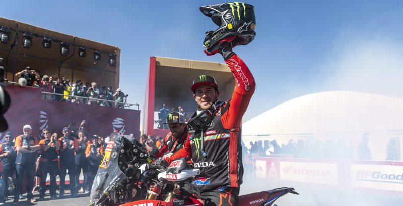 American Ricky Brabec, winner of the 2020 Dakar Rally. Photo courtesy of Monster Energy Honda Team.