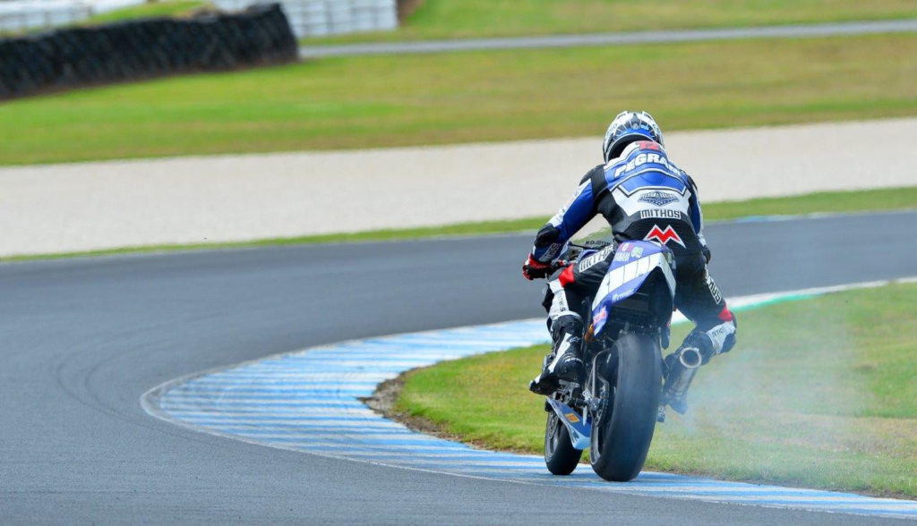 Larry Pegram’s bike suffered a mechanical problem in the closing minutes of the second qualifying session. Photo by Russell Colvin, courtesy of Phillip Island.