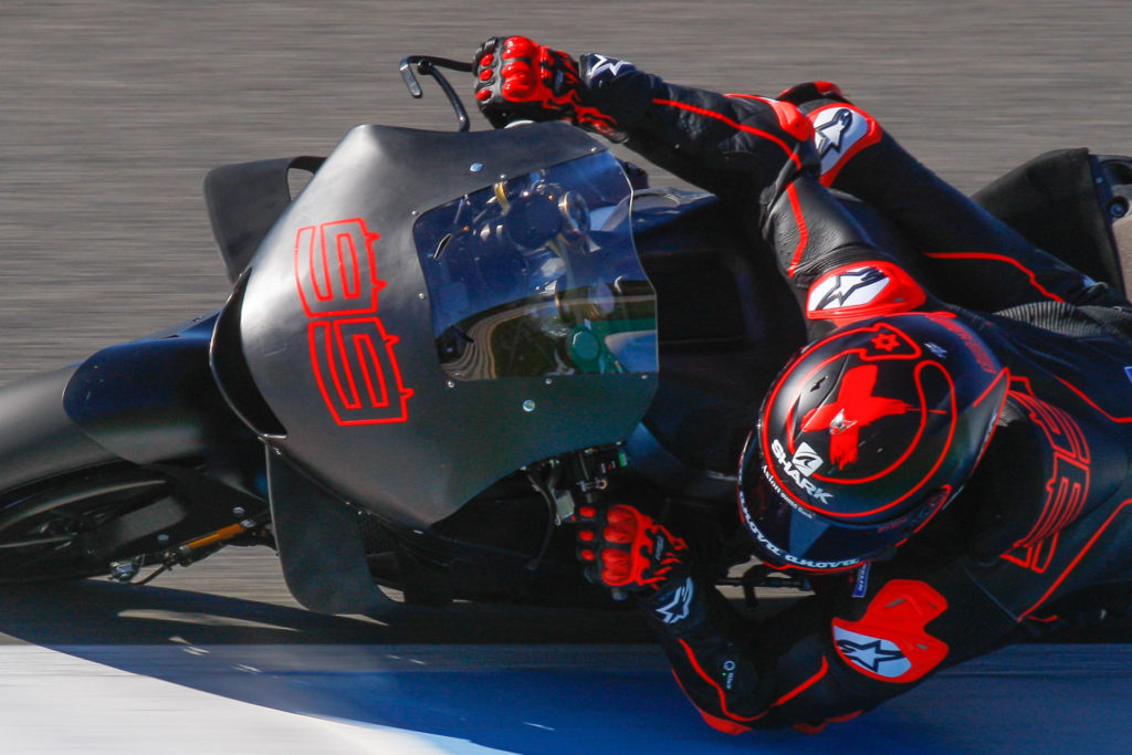 Jorge Lorenzo (99) testing his Repsol Honda RC213V at Jerez at the end of 2018. Photo courtesy of Dorna.