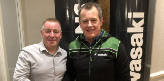 John McGuinness Racing Kawasakis In Isle Of Man TT, Northwest 200 Quattro Plant Bournemouth Kawasaki Team Owner Pete Extance (left) and John McGuinness (right). Photo courtesy of Kawasaki Motors UK.
