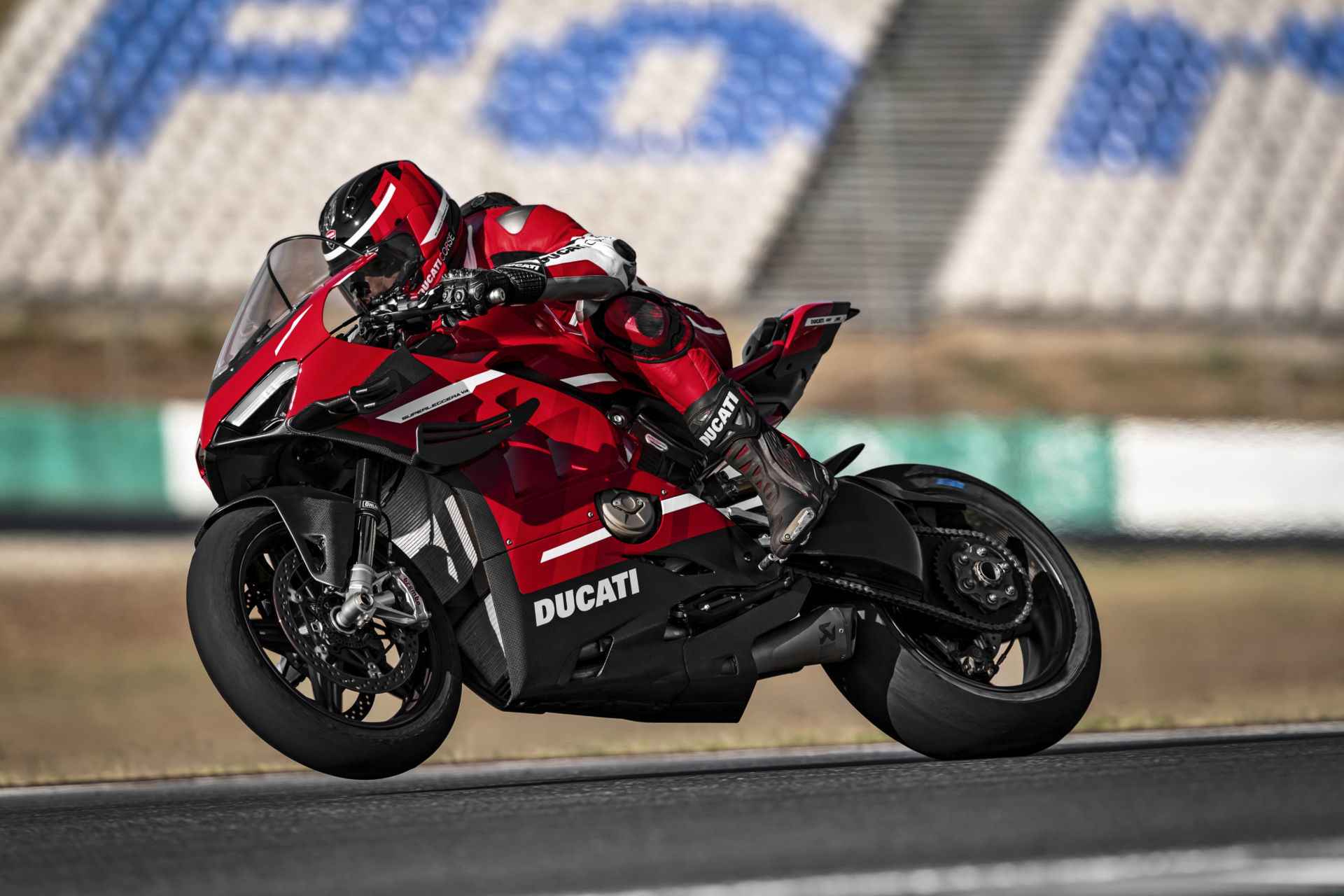 A Ducati Superleggera V4 at speed. Photo courtesy of Ducati.