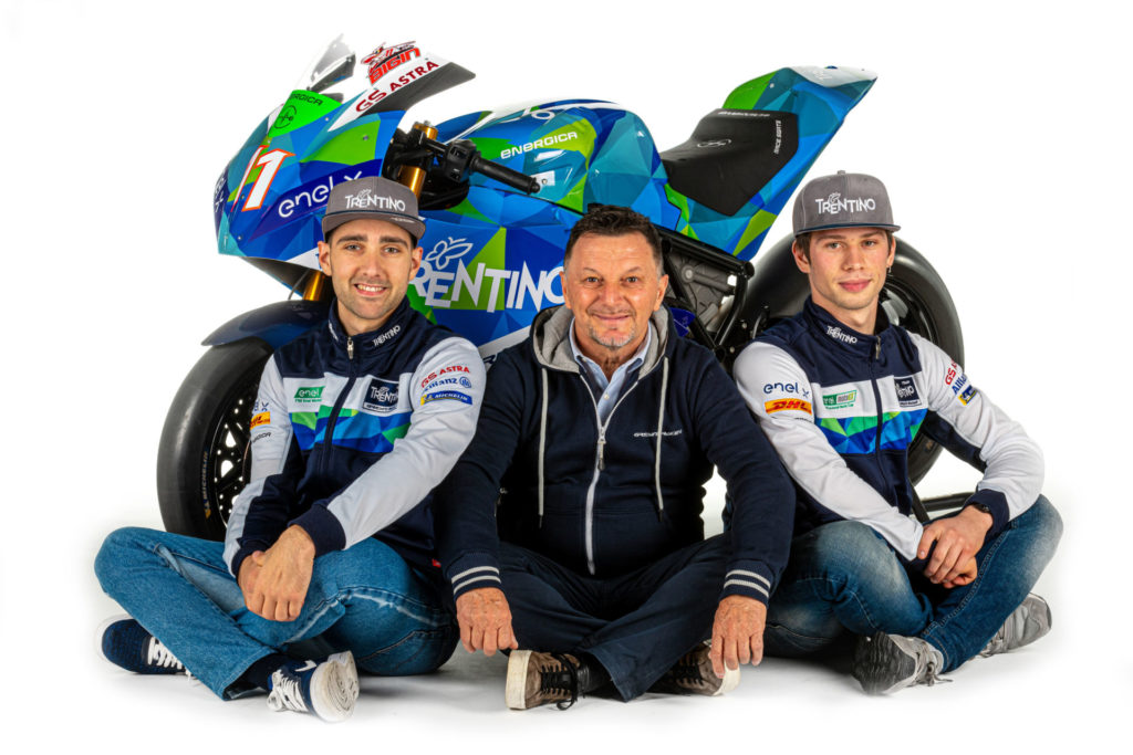Matteo Ferrari (left), Fausto Gresini (center), and Alessandro Zaccone (right). Photo courtesy of Gresini Racing.