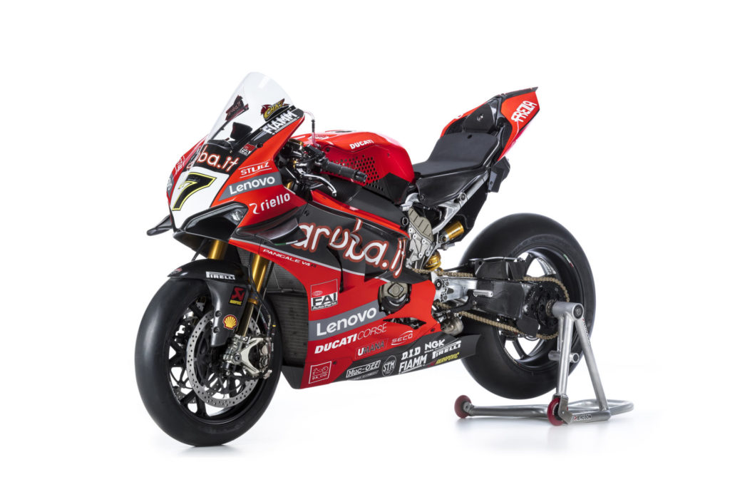 Chaz Davies’ 2020 Ducati Panigale V4 R Superbike. Photo courtesy of Ducati.