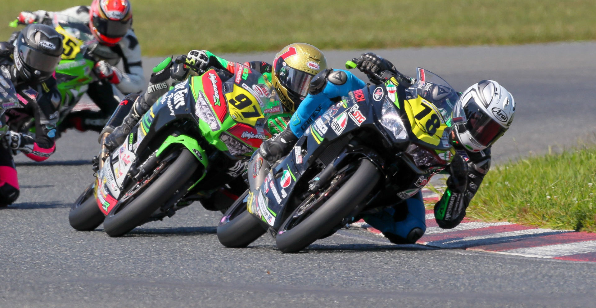 Damian Jigalov (78) leading MotoAmerica Junior Cup Race Two at New Jersey Motorsports Park. Photo by Brian J. Nelson.