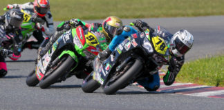 Damian Jigalov (78) leading MotoAmerica Junior Cup Race Two at New Jersey Motorsports Park. Photo by Brian J. Nelson.