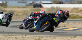 David Anthony (25) leads Bradley Ward (757), and Wyatt Farris (19) during The CVMA Shootout, Presented by TrackDaz and SoCal Trackdays at Chuckwalla Valley Raceway. Photo by CaliPhotography.com, courtesy of CVMA.