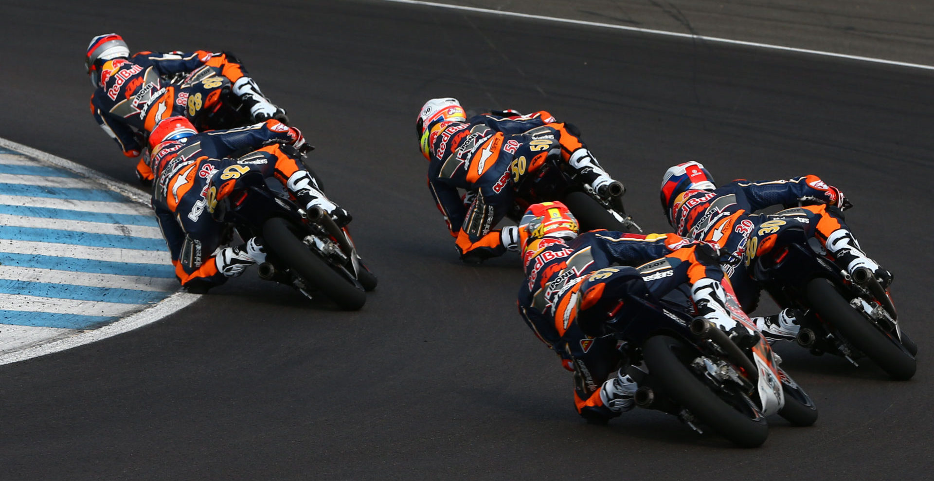 Red Bull MotoGP Rookies at speed. Photo courtesy of Red Bull.