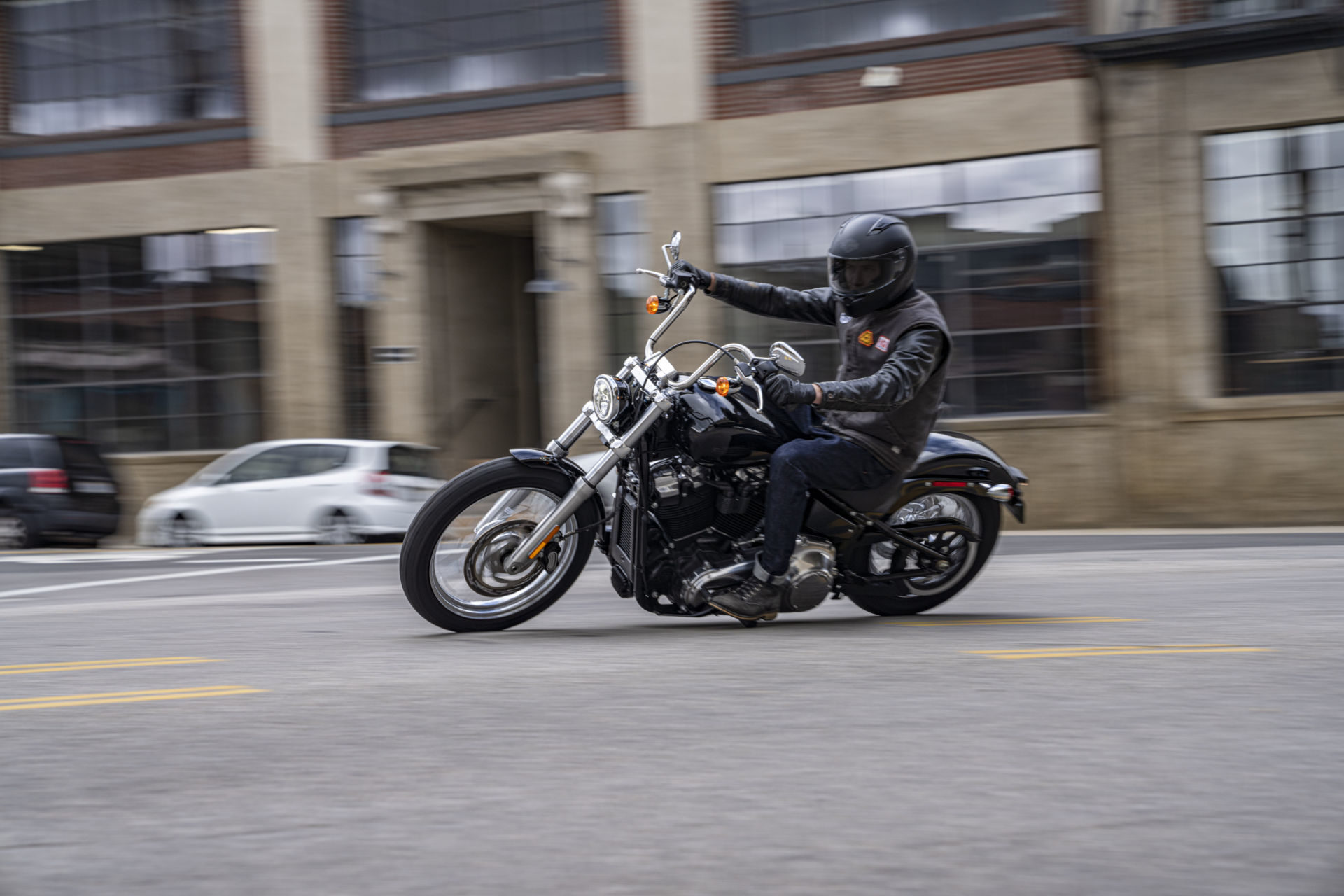 A 2020-model Harley-Davidson Softail Standard at speed. Photo courtesy of Harley-Davidson.