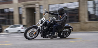 A 2020-model Harley-Davidson Softail Standard at speed. Photo courtesy of Harley-Davidson.