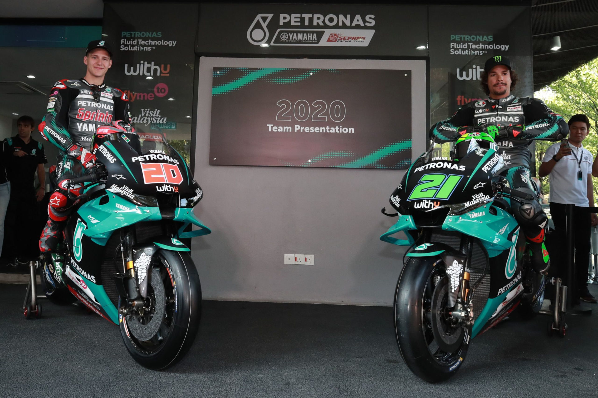 PETRONAS Yamaha Sepang Racing Team’s Fabio Quartararo (left) and Franco Morbidelli (right). Photo courtesy PETRONAS Yamaha SRT.