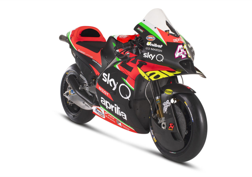 Aprilia’s 2020-spec RS-GP MotoGP racebike. Photo courtesy of Aprilia.