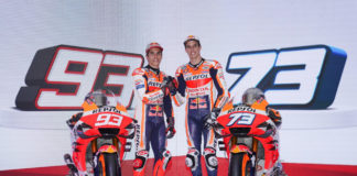 Brothers Marc Marquez (left) and Alex Marquez (right) at the official Repsol Honda MotoGP team introduction in Indonesia. Photo courtesy of Honda Racing Corporation (HRC).