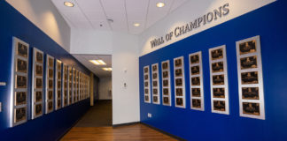The relocated Wall of Champions at Yamaha’s Marietta, Georgia facility. Photo courtesy of Yamaha Motor Corp., U.S.A.