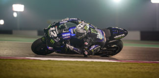 MotoGP: Vinales Fastest As Pre-Season Testing Concludes In Qatar (Updated) Maverick Vinales (12) at speed under the lights in Qatar. Photo courtesy of Monster Energy Yamaha.
