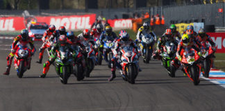 The start of a World Superbike race at Assen in 2019. Photo courtesy of Dorna.