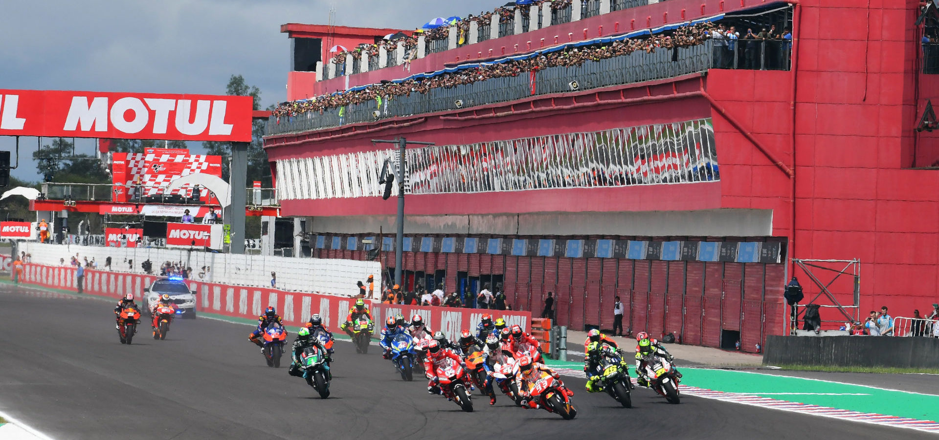 The start of the MotoGP race in Argentina in 2019. Photo courtesy of Michelin.