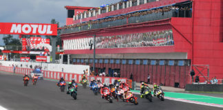 The start of the MotoGP race in Argentina in 2019. Photo courtesy of Michelin.