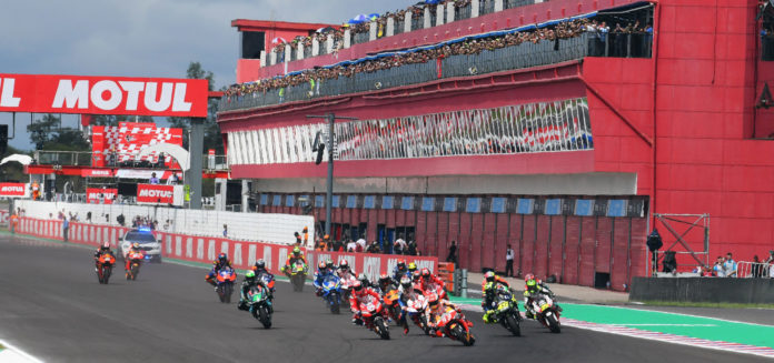 The start of the MotoGP race in Argentina in 2019. Photo courtesy of Michelin.