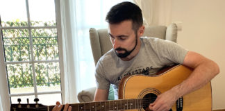 World Superbike: Laverty, Sykes Making Good Use Of Time At Home World Superbike racer Eugene Laverty taking an online guitar lesson Photo courtesy of BMW Motorrad Motorsport.