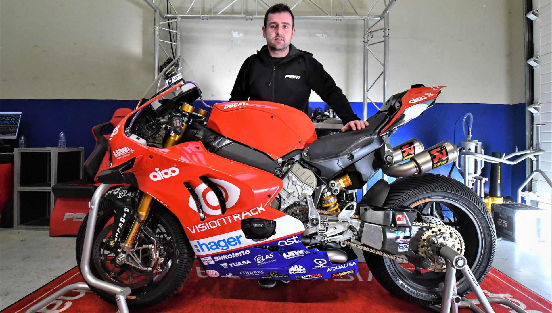 Michael Dunlop and his new VisionTrack Ducati Panigale V4 R. Photo courtesy of Paul Bird Motorsport.