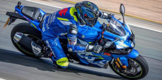 Sylvain Guintoli on his 2020-model Suzuki GSX-R1000R streetbike at a track day. Photo courtesy of Sylvain Guintoli.