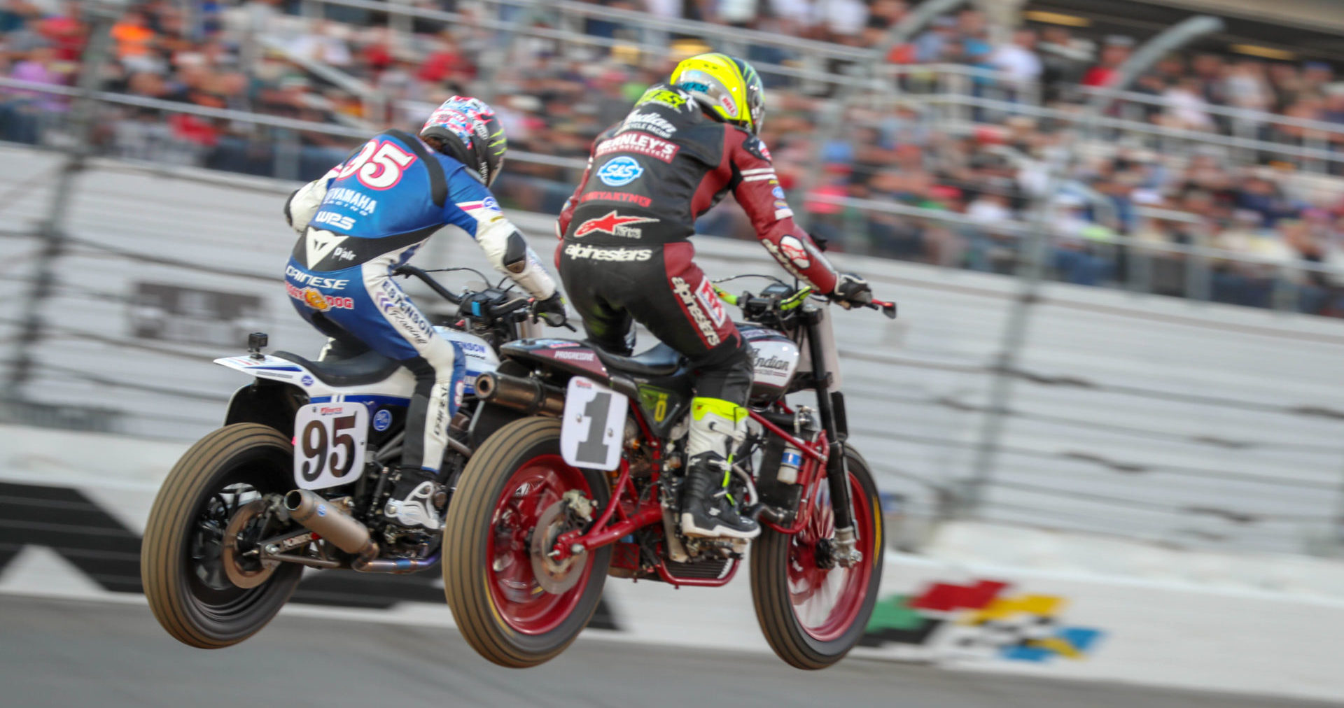 JD Beach (95) and Jared Mees (1) during the 2019 Daytona TT. Photo by Scott Hunter, courtesy of AFT.
