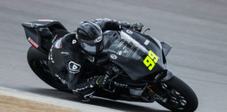 PJ Jacobsen (99) on his Celtic HSBK Racing Ducati Panigale V4 R during the MotoAmerica pre-season test at Barber Motorsports Park. Photo by Brian J. Nelson.