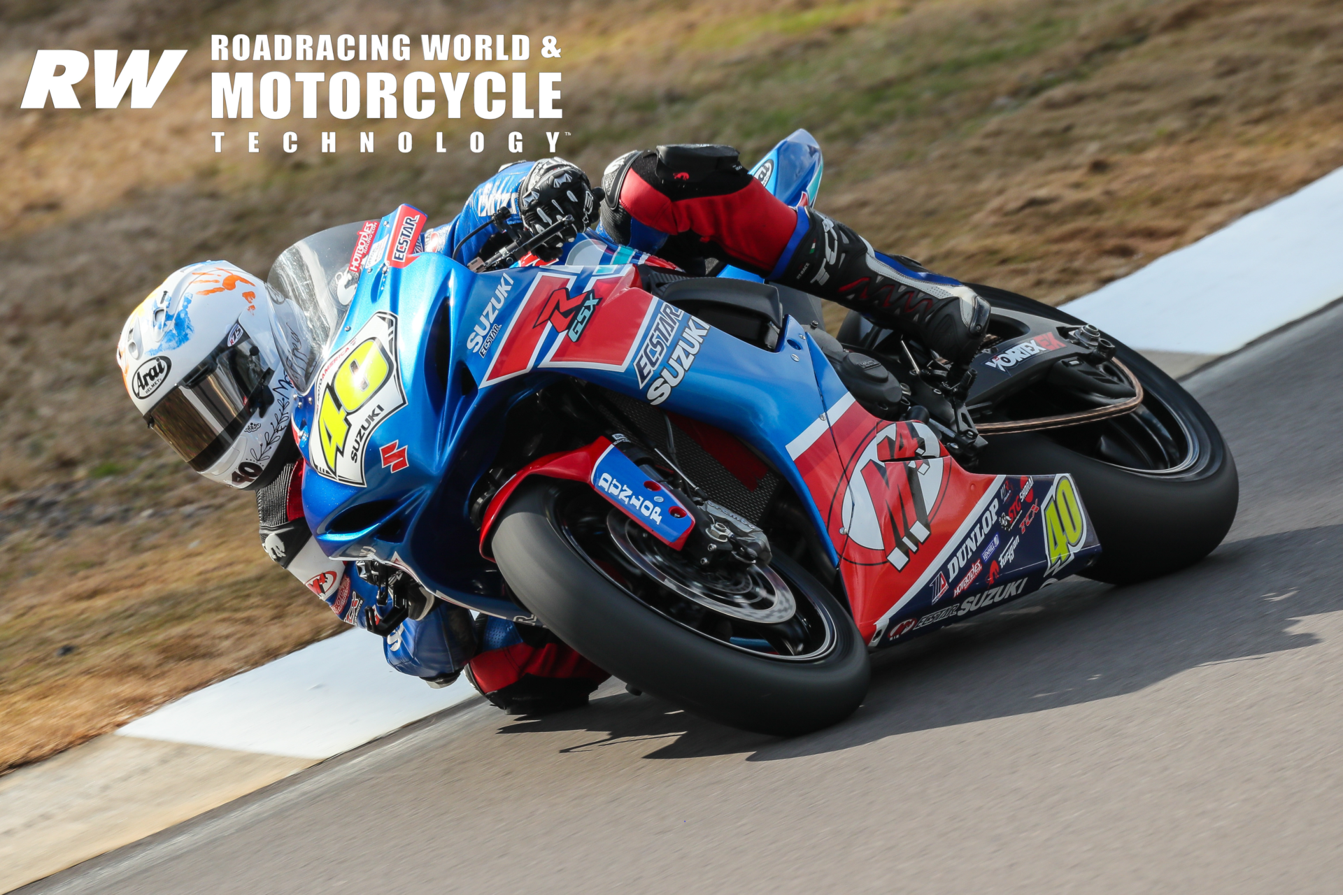 Sean Dylan Kelly (40) at speed during the 2020 MotoAmerica pre-season test at Barber Motorsports Park. Photo by Brian J. Nelson.