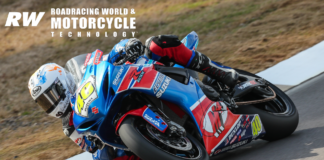 Sean Dylan Kelly (40) at speed during the 2020 MotoAmerica pre-season test at Barber Motorsports Park. Photo by Brian J. Nelson.