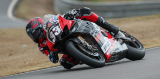 Kyle Wyman (33) on his KWR Ducati Panigale V4 R Superbike during the MotoAmerica pre-season test at Barber Motorsports Park. Photo by Brian J. Nelson, courtesy of KWR.