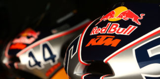 Red Bull MotoGP Rookies Cup KTM racebikes. Photo courtesy of Red Bull.