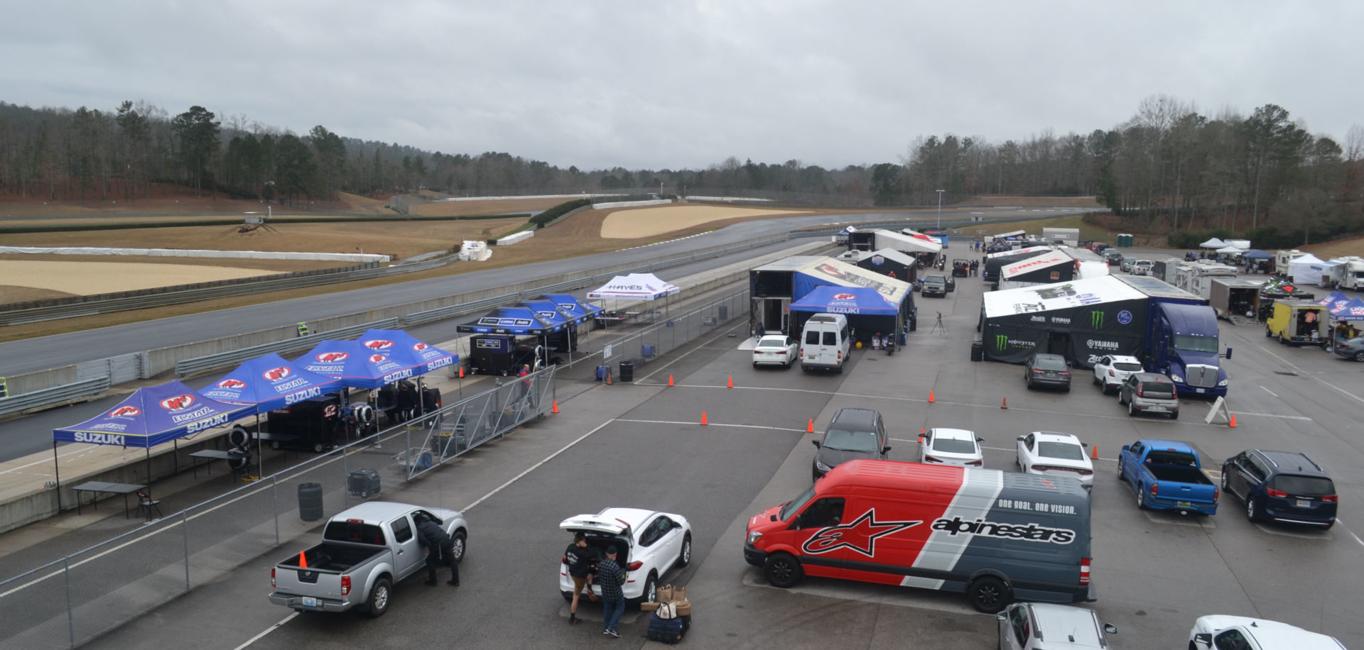 The paddock on Day Two of the official MotoAmerica pre-season test at Barber Motorsports Park. Photo by David Swarts.