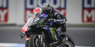 Maverick Vinales (12) and Marc Marquez (93) in action during the 2019 MotoGP season. Photo courtesy of Dorna.