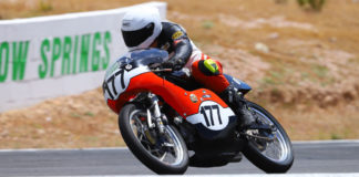 Walt Fulton (177) in action with AHRMA at Willow Springs in 2019. Photo by etechphoto.com, courtesy of AHRMA.