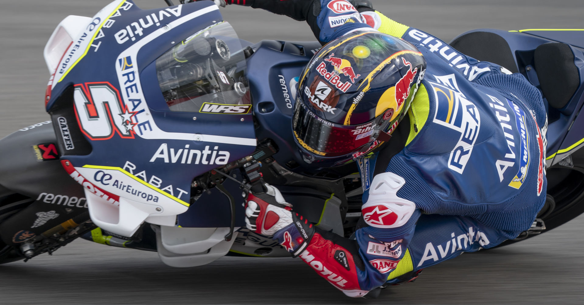 Johann Zarco (5) at speed on his new Reale Avintia Racing Ducati, as seen at the pre-season test at Sepang. Photo courtesy of Reale Avintia Racing.