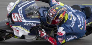 Johann Zarco (5) at speed on his new Reale Avintia Racing Ducati, as seen at the pre-season test at Sepang. Photo courtesy of Reale Avintia Racing.