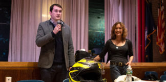 Mike Sayre (left) speaking at a town hall gathering in New York. Photo courtesy of AMA.