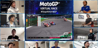 MotoGP: #StayAtHomeGP Virtual Race Video Link And Report A scene from the #StayAtHomeGP virtual MotoGP race. Image courtesy of Dorna/www.motogp.com.