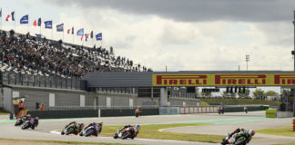Action from a World Superbike race at Magny-Cours in 2019. Photo courtesy of Dorna.