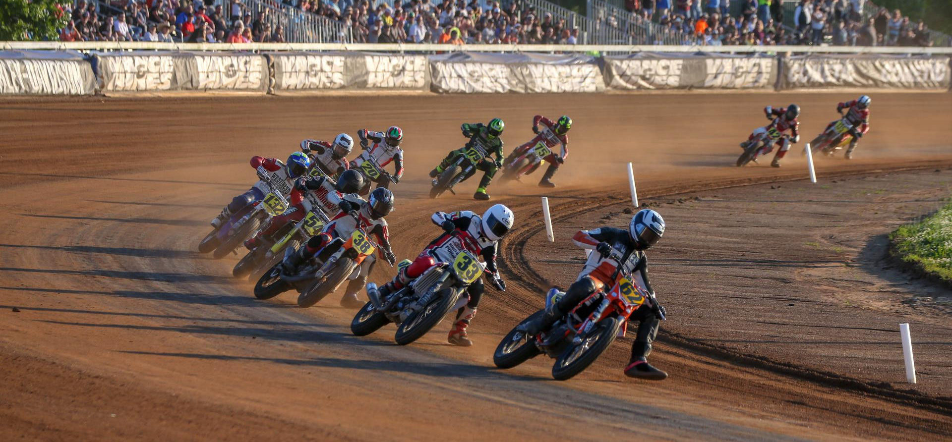 Action from an American Flat Track race in 2019. Photo courtesy of AFT.