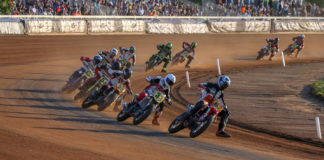 Action from an American Flat Track race in 2019. Photo courtesy of AFT.