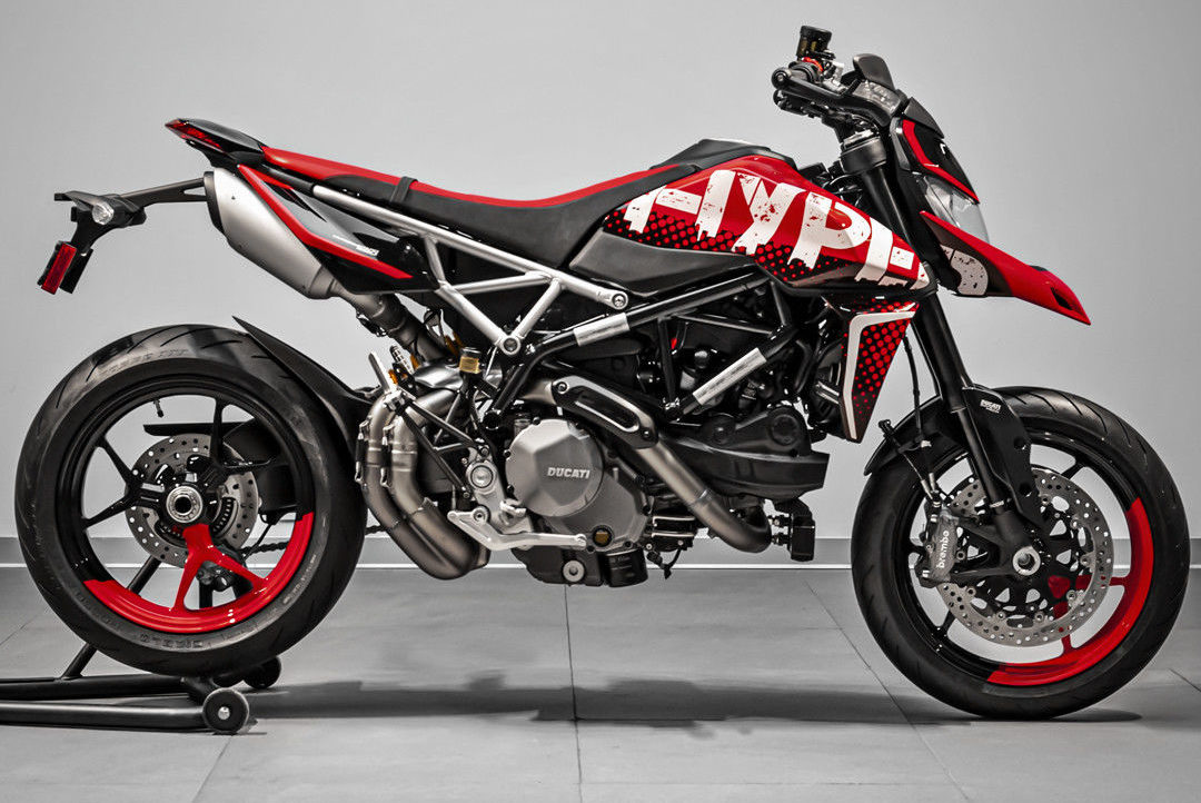 The special Ducati Hypermotard 950 given as a grand prize in the 