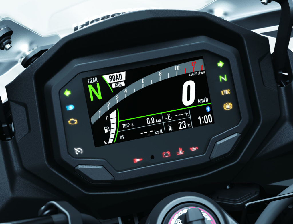 The new dashboard on the 2020 Kawasaki Ninja 1000SX. Photo courtesy of Kawasaki.